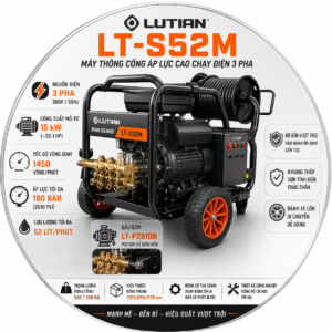 Máy Thông Cống Áp Lực Cao 3 Pha LUTIAN LT-S52M 15Kw | Giải Pháp Vệ Sinh Nhà Máy Siêu Êm & Bền Bỉ