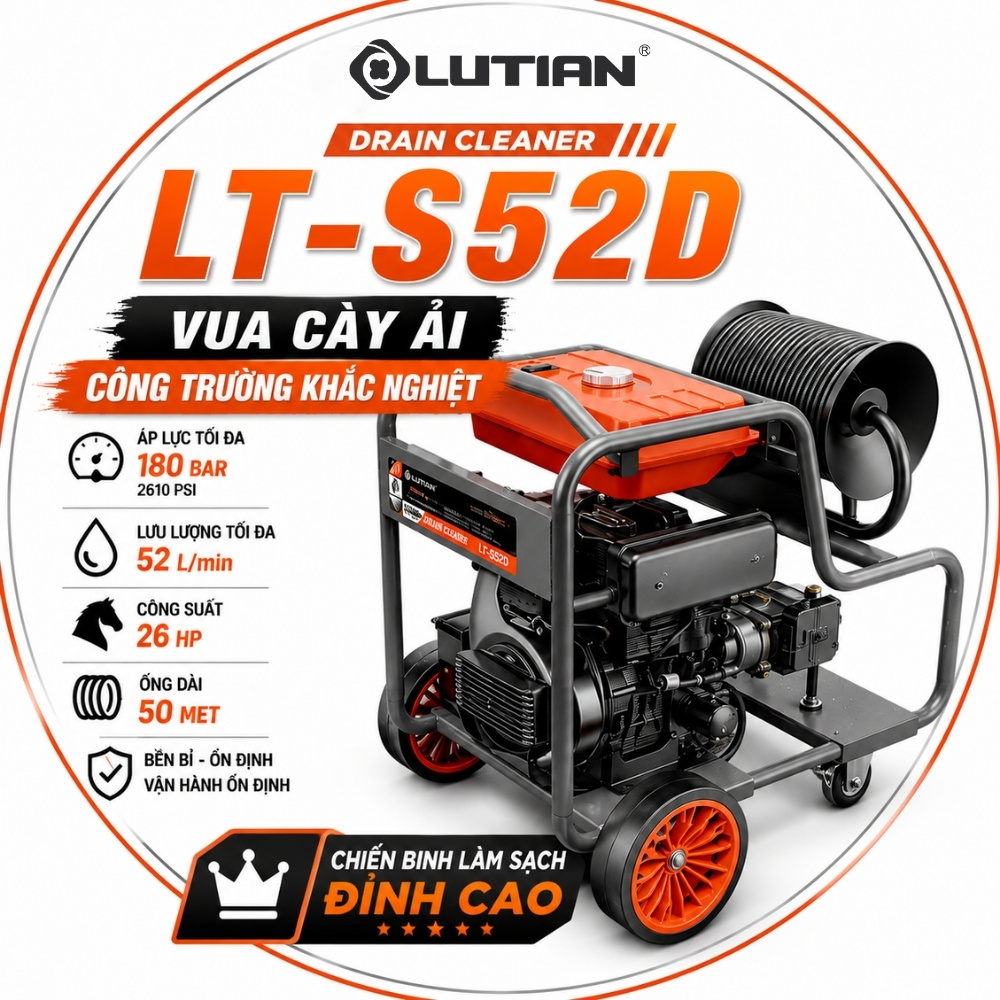 Máy Thông Cống Áp Lực Cao Diesel LUTIAN LT-S52D – Vua Cày Công Trường Khắc Nghiệt 1 may thong cong ap luc cao diesel lutian lt s52d