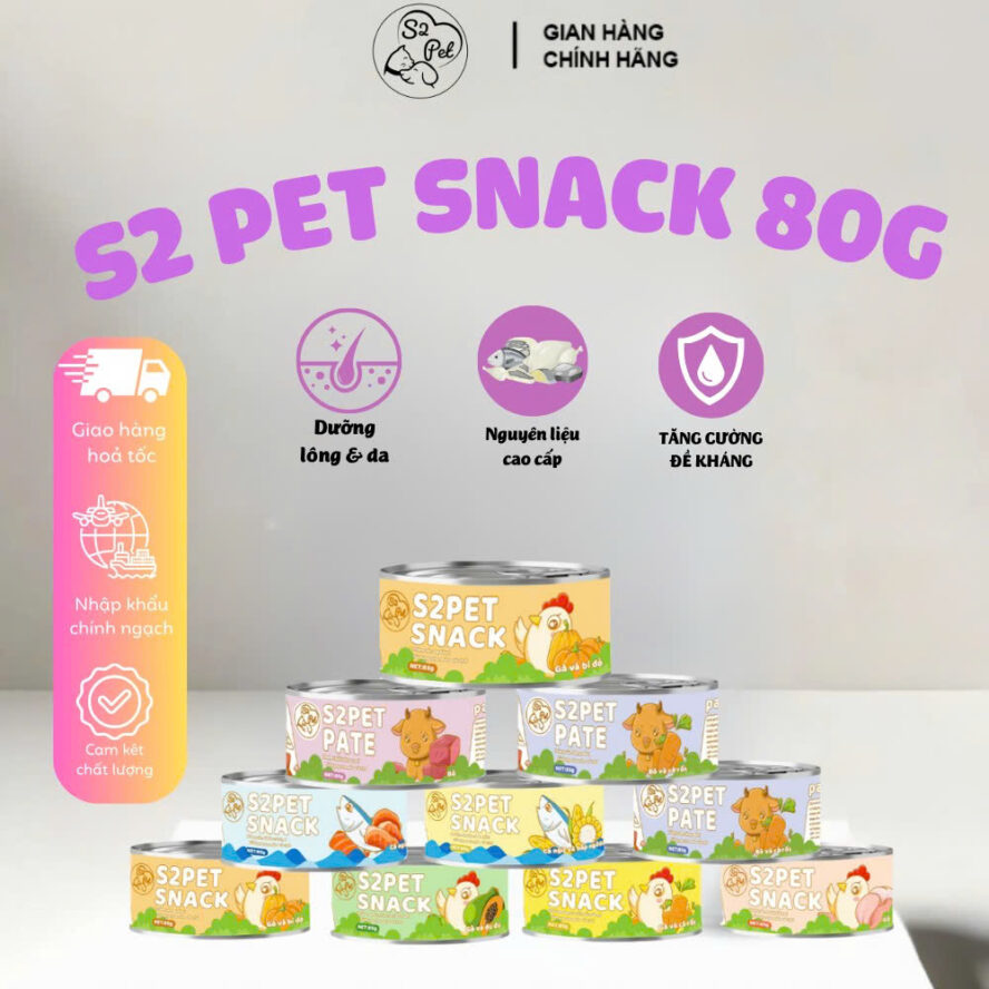 S2 PET SNACK 80G -  Pate chó và mèo giàu dinh dưỡng , bồ sung Vitamin và khoáng chất