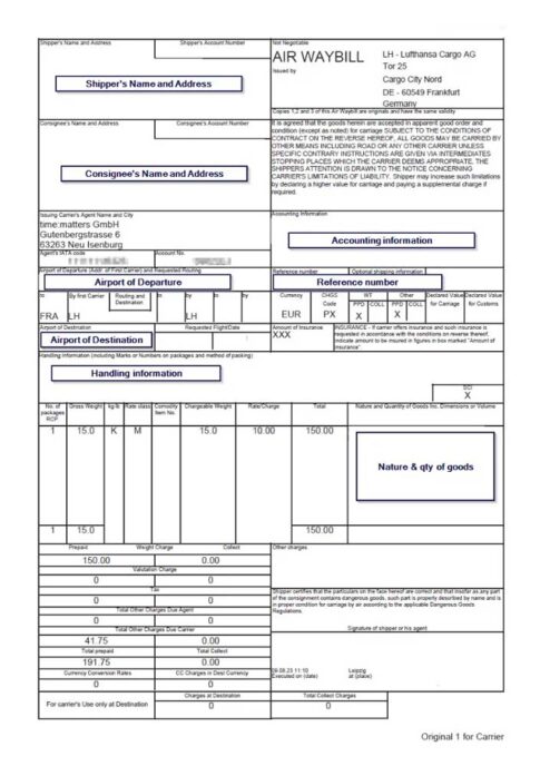 Vận đơn hàng không - Airwaybill là gì