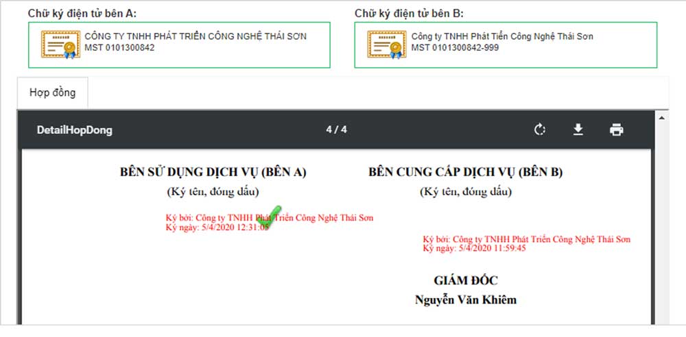 Hợp đồng sử dụng chữ ký số