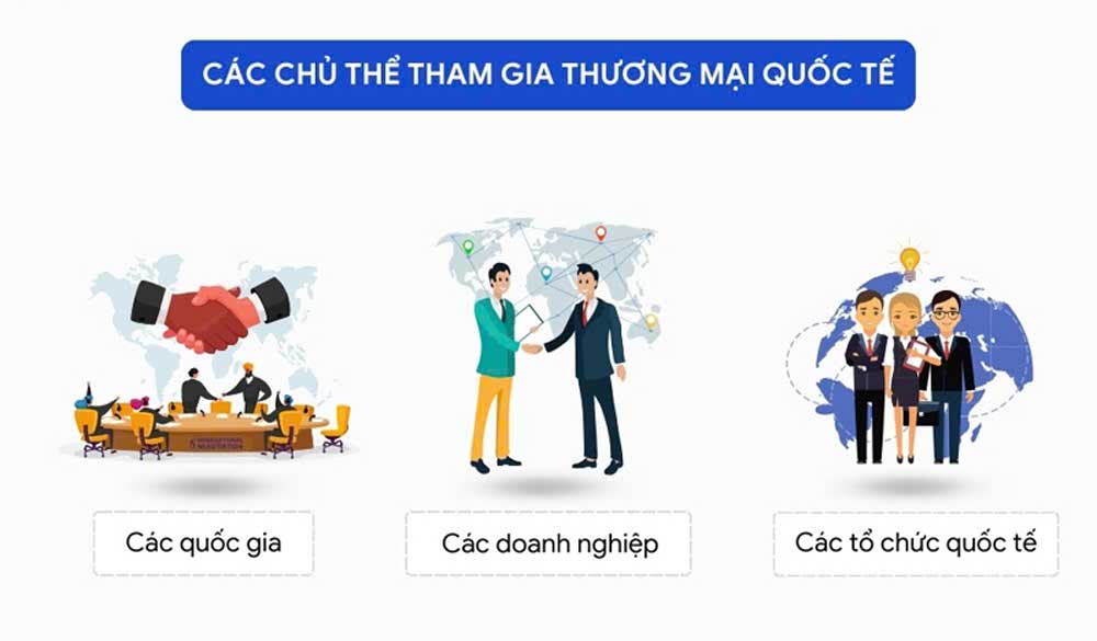 Thương mại quốc tế là gì? Các hình thức của thương mại quốc tế 2 Các chủ thể tham gia vào ngành thương mại quốc tế