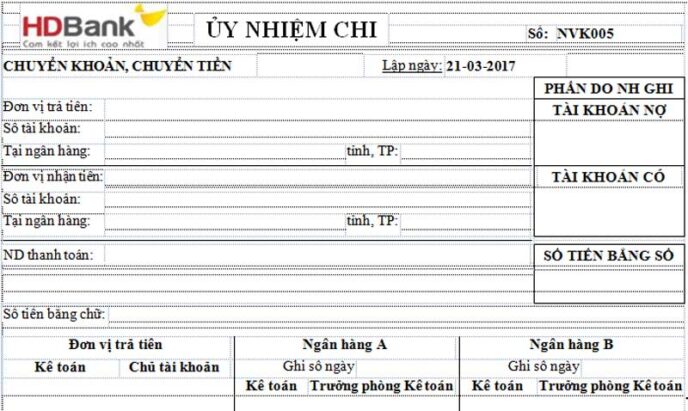 Mẫu ủy nhiệm chi