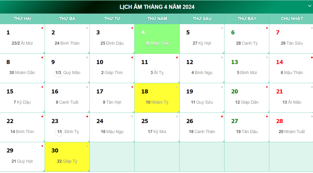 lịch nghỉ giỗ tổ hùng vương