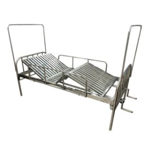 Giường bệnh nhân inox 2 tay quay có bô vệ sinh
