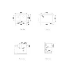 Kích thước chậu rửa bát Blanco PLEON 9 Alu