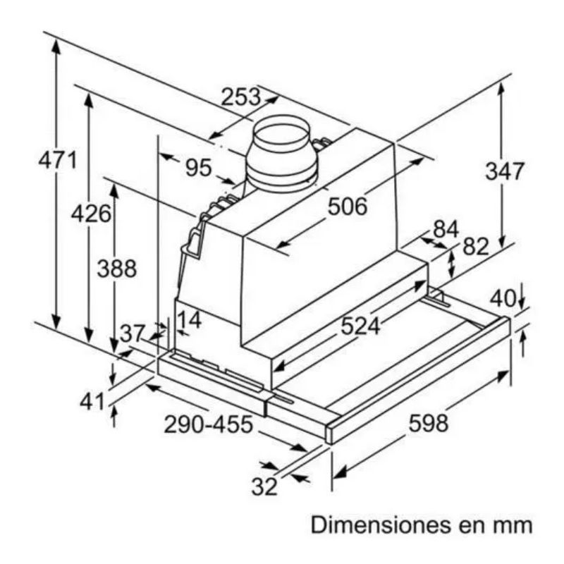 Kích thước máy hút mùi âm tủ Bosch DFS067K50 Kích thước máy hút mùi âm tủ Bosch DFS067K50