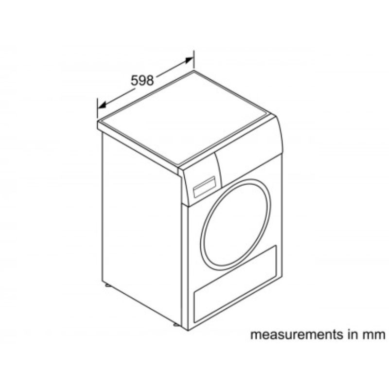 Kích thước máy sấy quần áo Bosch WTW85561BY Kích thước máy sấy quần áo Bosch WTW85561BY