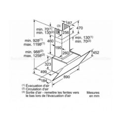 Máy hút mùi Bosch DWK98JQ60 3 kích thước Máy hút mùi Bosch DWK98JQ60