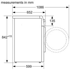 Kích thước máy sấy quần áo Bosch WTW87561SG Seri 8