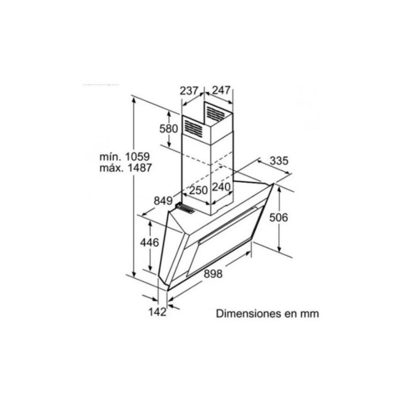Kích thước của Máy hút mùi Bosch DWK09M760 Kích thước của Máy hút mùi Bosch DWK09M760