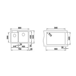 Kích thước chậu rửa bát Blanco PLEON 9 Anth