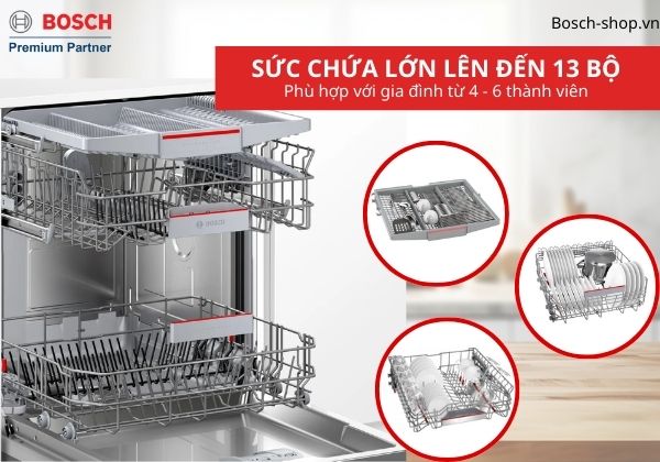 Máy rửa bát Bosch SMS4EVI14E sức chứa 13 bộ