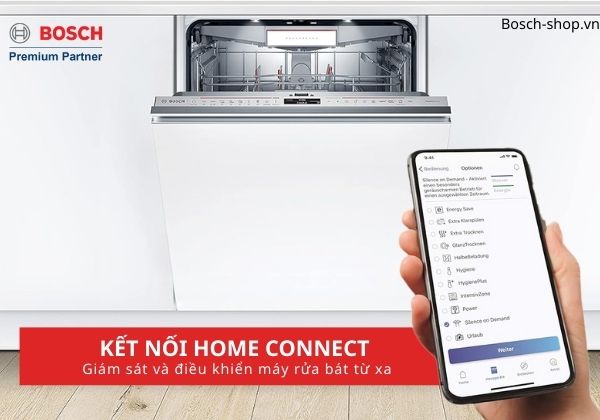 Máy rửa bát Bosch SMV8YCX02E kết nối Home Connect, điều khiển từ xa