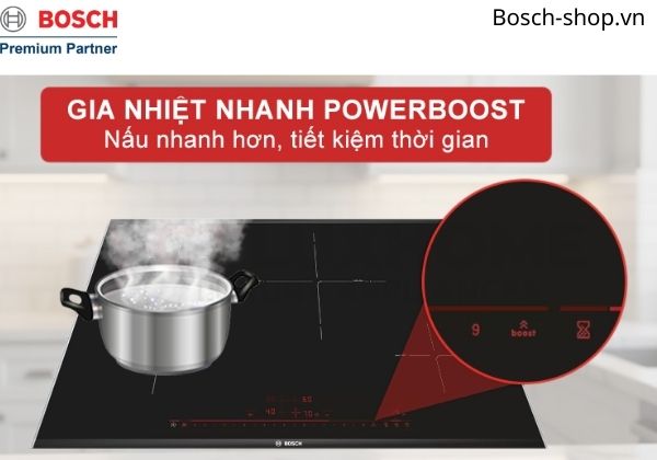 PIE875DC1E gia nhiệt nhanh với powerboost , tiết kiệm thời gian nấu