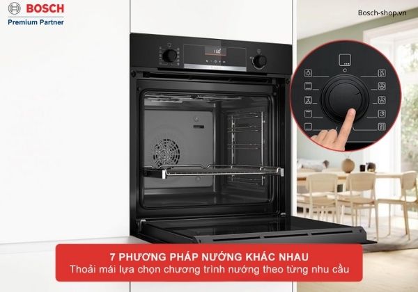 Lò nướng Bosch HBG536EB3 7 phương pháp nướng linh hoạt