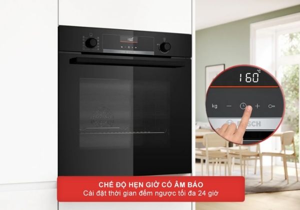 Lò nướng Bosch HBG536EB3 Chế độ hẹn giờ có âm báo