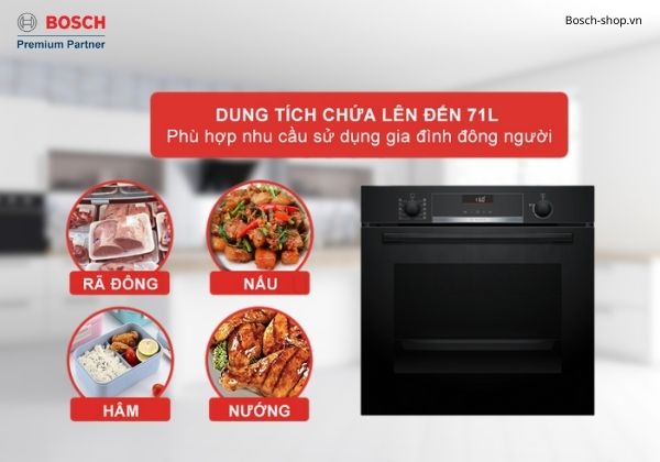 Lò nướng Bosch HBG536EB3 dung tích nướng 71 lít