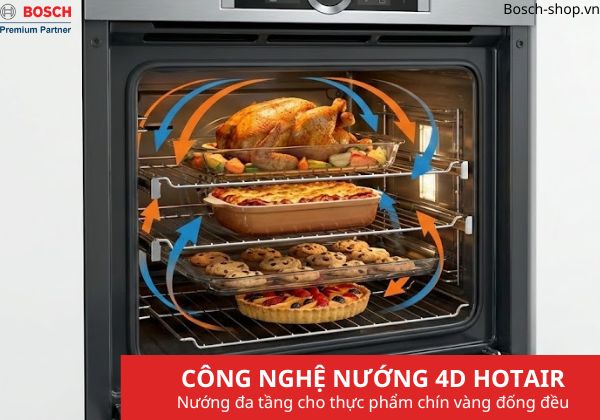 Lò nướng kèm hấp Bosch HSG636BB1 công nghệ 4D HotAir