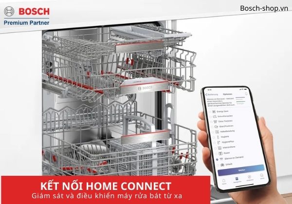 Máy rửa bát Bosch SMI8ZDS81T kết nối Home Connect, điều khiển từ xa