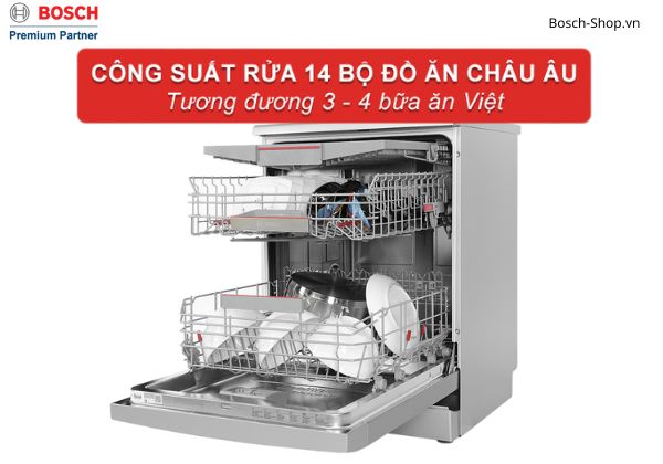 Máy rửa bát Bosch SMS6ZCI16 Dung tích lớn chứa 14 bộ đồ ăn
