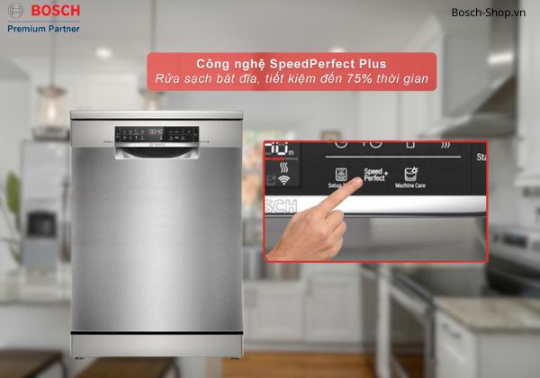 Máy rửa bát Bosch SMS6ZCI16 Rút ngắn thời gian rửa đến 75% với SpeedPerfect Plus
