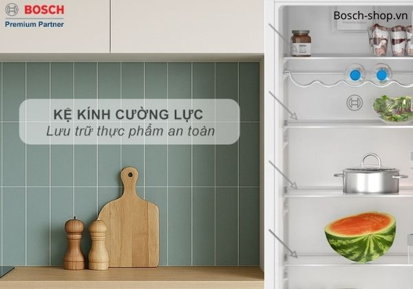 Tủ mát Bosch KIR81ADD0 kệ kính chịu lực