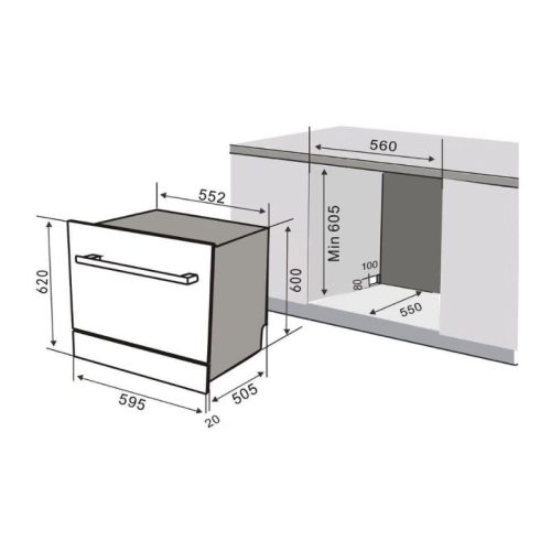 Máy rửa bát độc lập Canzy CZ-DE8B05EU 3 kich thuoc may rua bat doc lap canzy cz de8b05eu