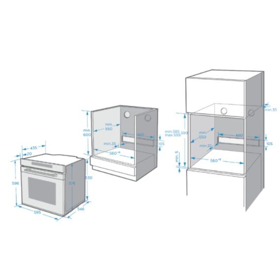 Kích thước lò nướng Eurosun EOV72TFT
