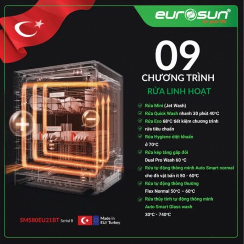 Máy rửa bát Eurosun SMS80EU21BT