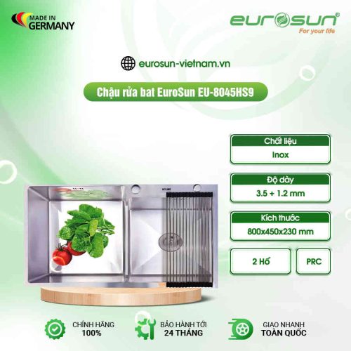 Chậu rửa bát inox 2 hố Eurosun EU-8045HS9