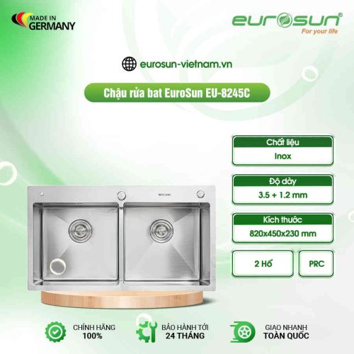 Chậu rửa bát inox 2 hố Eurosun HANDMADE SKYLAND EU-8245C