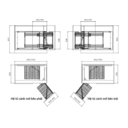 Kệ góc liên hoàn nan dẹt Inox GrandX XMC.45S RIGHT 3 chi tiet ke goc lien hoan nan det inox grandx xmc.45s right