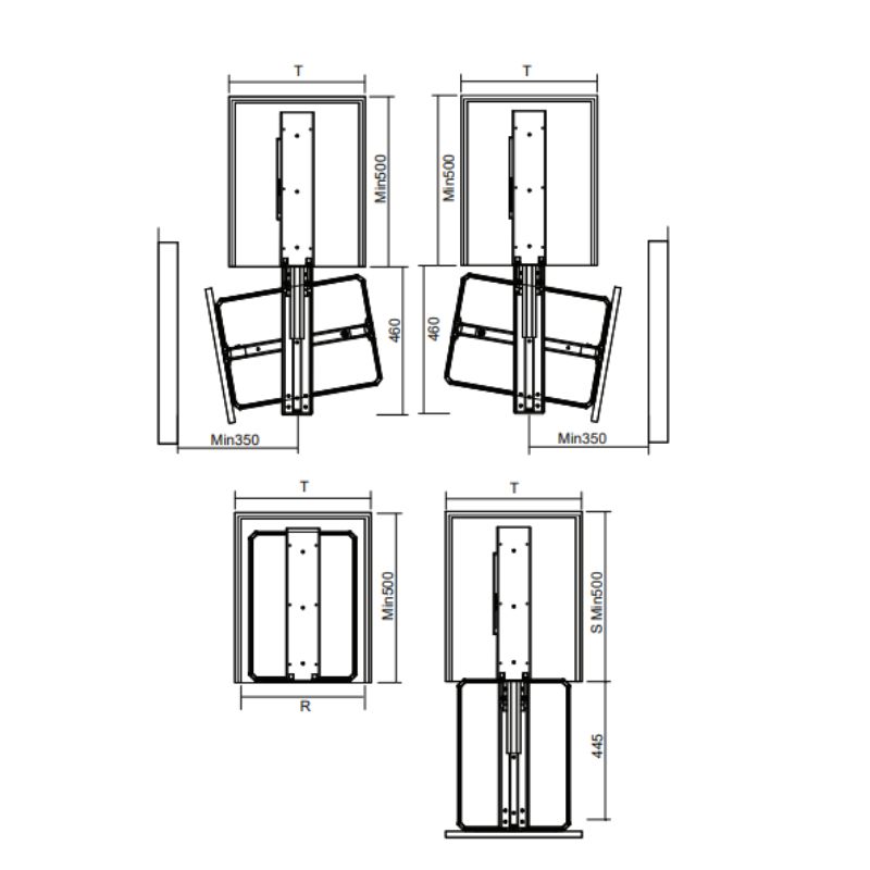 Kích thước Tủ đồ khô GrandX cánh rút/xoay Titanium XPR.400T1 Kích thước Tủ đồ khô GrandX cánh rút/xoay Titanium XPR.400T1