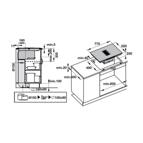 Bếp từ kết hợp hút mùi Hafele HC-IHH77A 539.66.822 8 kích thước của Bếp từ kết hợp hút mùi Hafele HC-IHH77A 539.66.822