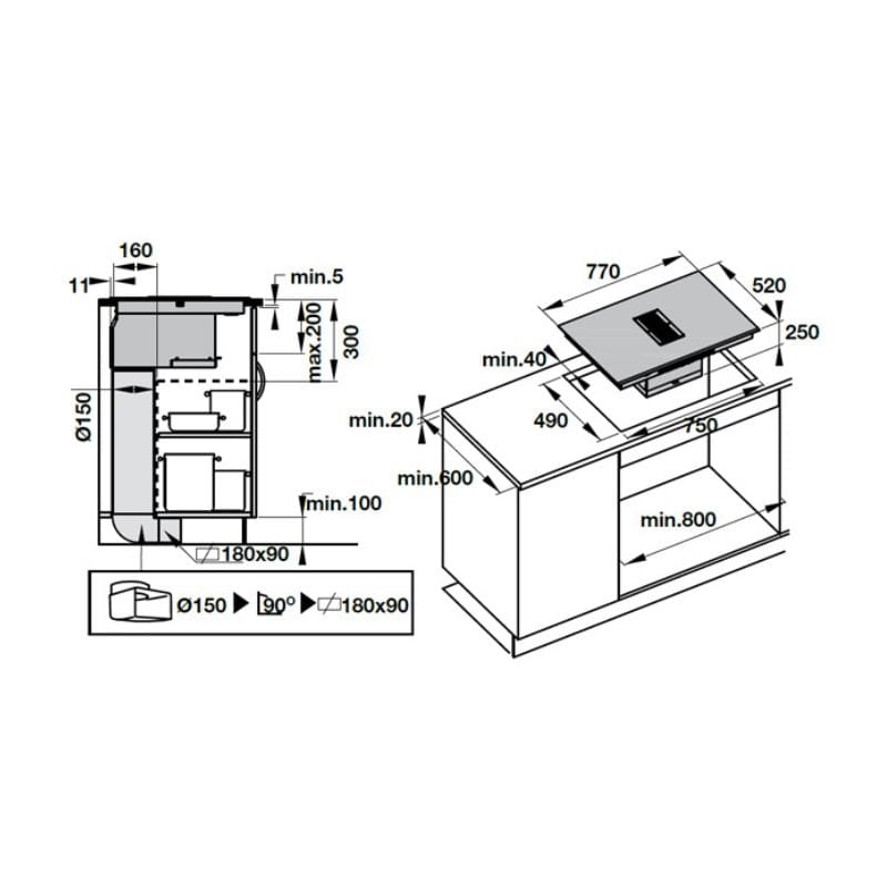 kích thước của Bếp từ kết hợp hút mùi Hafele HC-IHH77A 539.66.822 kích thước của Bếp từ kết hợp hút mùi Hafele HC-IHH77A 539.66.822