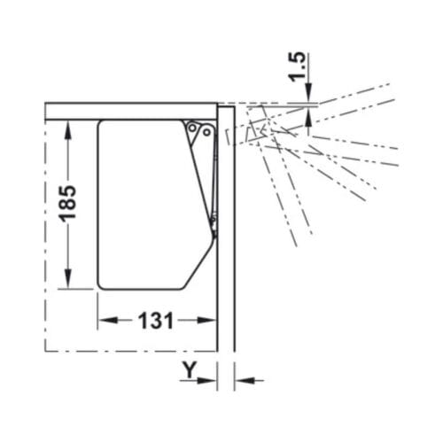 Bộ tay nâng FREE FLAP 3.15 Hafele 493.05.853 nắp trắng 8 Thiết kế của Bộ tay nâng FREE FLAP 3.15 Hafele 493.05.853 nắp trắng