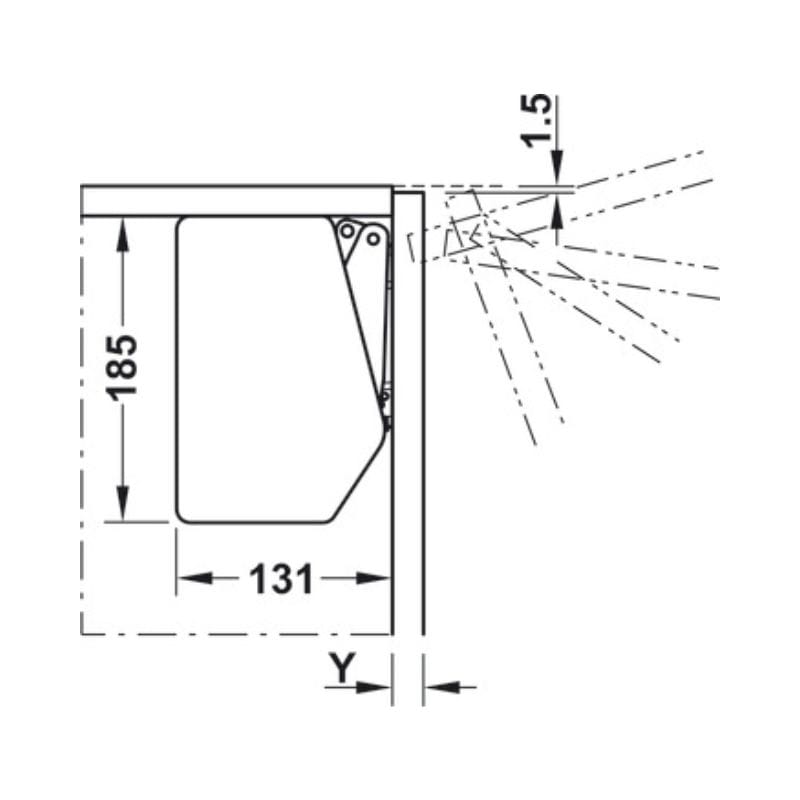 Thiết kế của Bộ tay nâng FREE FLAP 3.15 Hafele 493.05.853 nắp trắng Thiết kế của Bộ tay nâng FREE FLAP 3.15 Hafele 493.05.853 nắp trắng