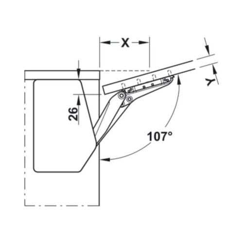 Thiết kế của Bộ tay nâng FREE FLAP 3.15 Hafele 493.05.863 nắp xám