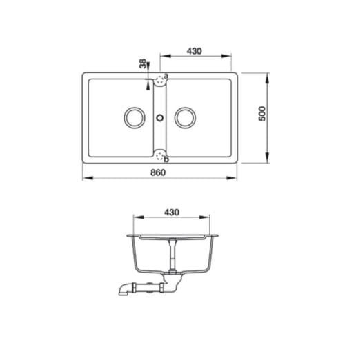 thông số kỹ thuật của Chậu đá Hafele Galba HS-GD8650 570.36.500