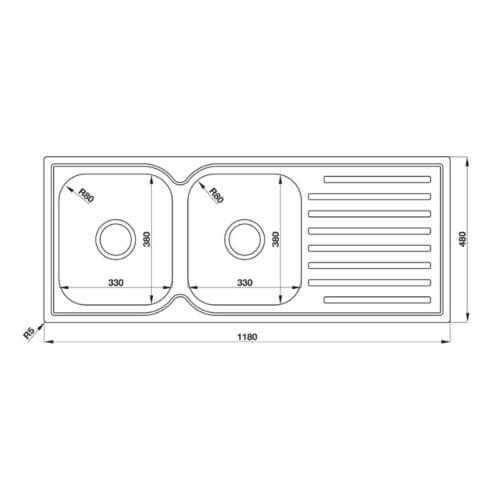 kích thước của Chậu rửa chén bát Hafele HS-S11848 ZD 567.23.030