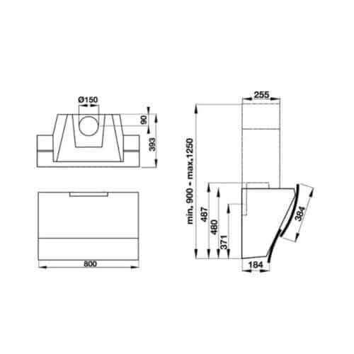 Máy hút khửi mùi gắn tường Hafele HH WVG80C 538.84.228 8 Kích thước Máy hút khửi mùi gắn tường Hafele HH WVG80C 538.84.228