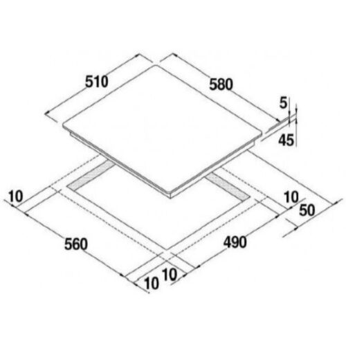 Kích thước bếp từ Hafele 4 vùng nấu HC F604A 537.09.502 lắp âm