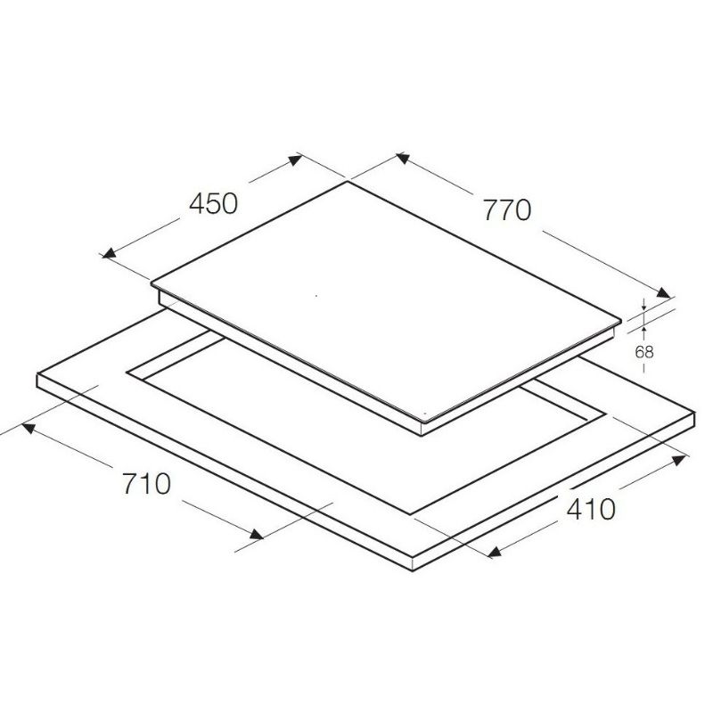 Kích thước bếp từ Hafele 3 vùng nấu HC I773B 536.01.595 lắp âm Kích thước bếp từ Hafele 3 vùng nấu HC I773B 536.01.595 lắp âm
