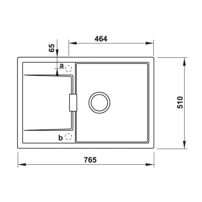 Kích thước Chậu rửa bát đá Hafele HS20-GKD1S60 570.30.130 Chậu rửa bát đá Hafele HS20-GKD1S60 570.30.130