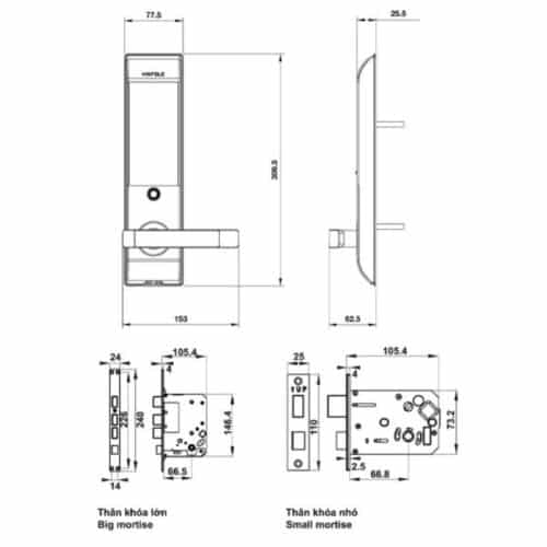Khóa cửa điện tử Hafele EL7900-TCB 912.05.641 6 Kích thước Khóa cửa điện tử Hafele EL7900-TCB 912.05.641