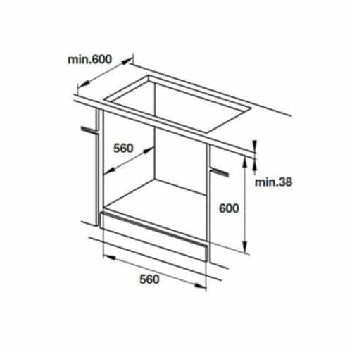 Lò nướng âm tủ Hafele HO-KT60A9 535.02.611 7 Kích thước lò nướng âm tủ Hafele HO-KT60A9 535.02.611