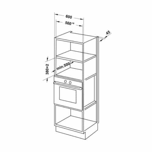 Lò nướng kết hợp vi sóng Hafele HMO-6T28A 538.31.390 8 Kích thước của lò nướng kết hợp vi sóng Hafele HMO-6T28A 538.31.390