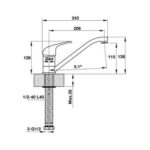 Vòi rửa bát Hafele Cromus 570.50.270 4 Vòi rửa bát Hafele Cromus 570.50.270