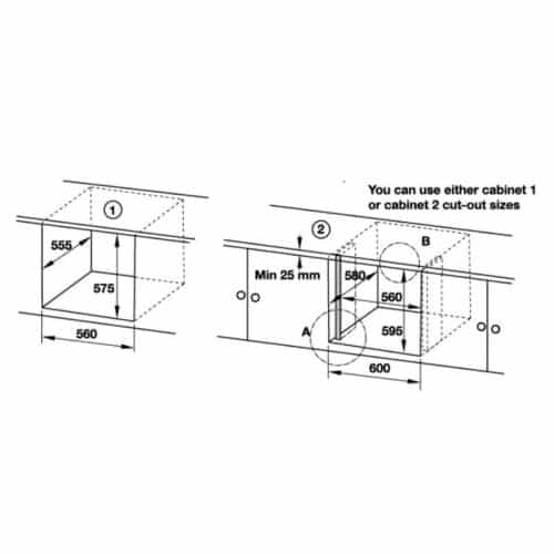Lò nướng âm tủ Hafele HO KT60B 533.02.001 7 Kích thước lò nướng âm tủ Hafele HO KT60B 533.02.001
